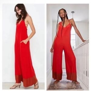 SOLD We Are HAH Red Wide-Leg Jersey Jumpsuit Size S